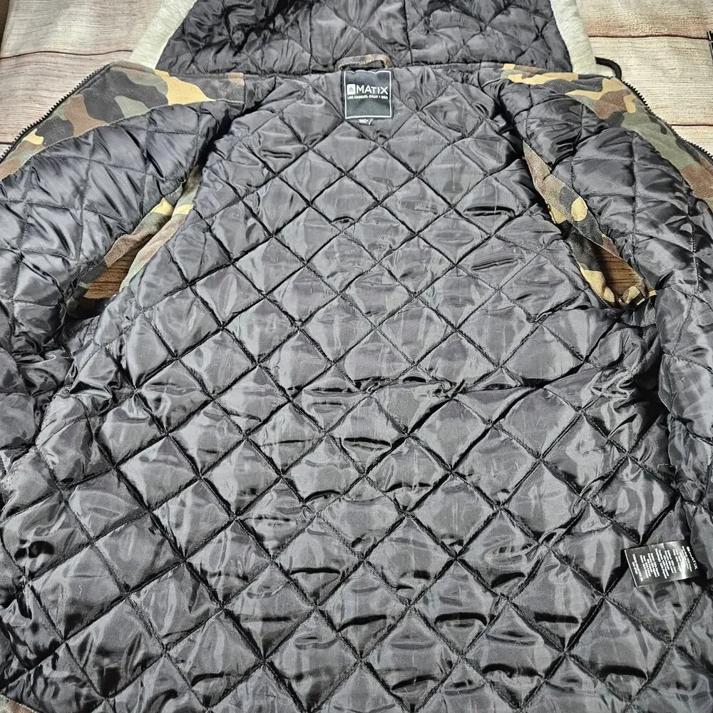 MATIX Vest Men's Camouflage S Hooded Quilted Insulated Cotton
